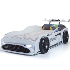 Детская кровать машина GT18 4x4 Turbo White с подсветкой, спойлером